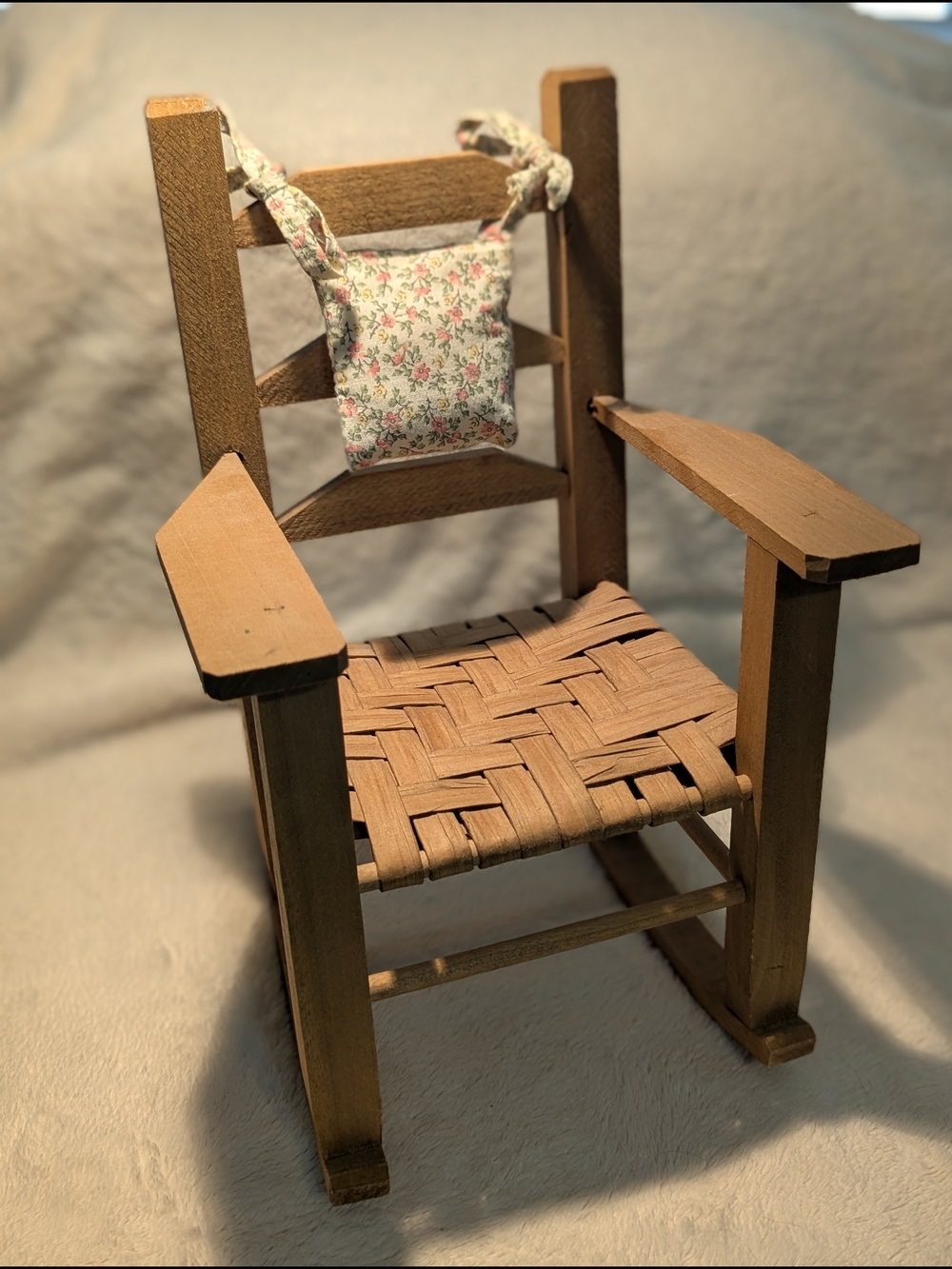 Handmade Wooden Rocking Chair with Floral Cushion For Doll Or Bear- Kids